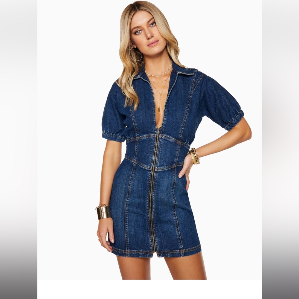 Lily Zip-Up Denim Mini Dress Ramy Brook